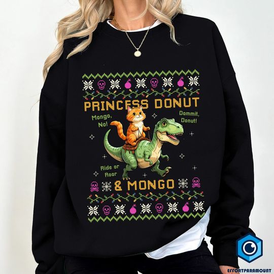 Discover Princess Donut Mongo Ugly Christnas Sweatshirt, Princess Donut Christmas, Dungeon Crawler Carl Book Lover Tee, Goddammit Donut Tshirt