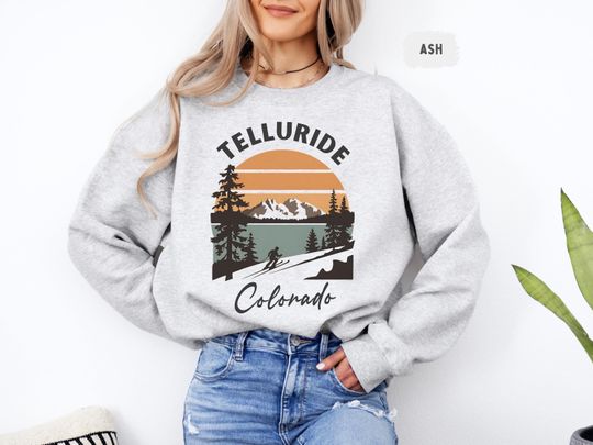 Telluride Colorado Ski Sweatshirt, Mountain Winter Apparel, Ski Lover Gift, Snowboarding Jumper, Ski Trip Souvenir