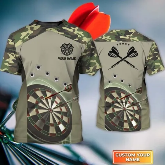 Discover Darts Camo Personalized Name 3D Tshirt
