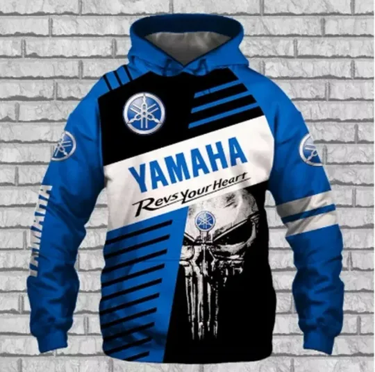 Discover New Yaamaha Hoodie 3D Team All Over Print Size Full Skull Blue