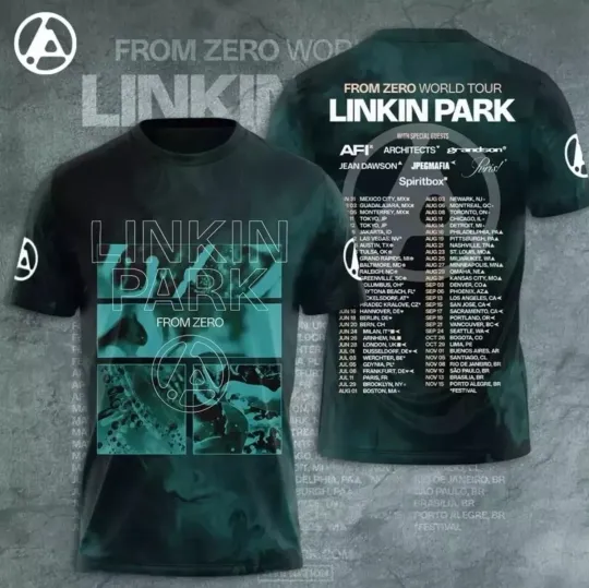 Discover Linkin Park Tour 2025 3D All Over Printed Unisex TShirt All Size Gift For Fans