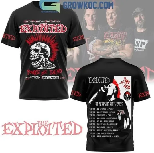Discover The Exploited 46 Years Of Riots 2025 The Schedule Of Greatness 3D T-Shirt