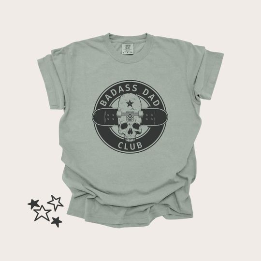 Discover Badass Dad Club Graphic T-Shirt Skull & Skateboard
