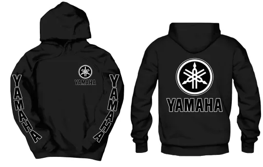 Discover Yaamaha Black Front, Back & Sleeves Black Pullover Hoodie Motocross