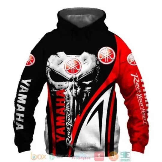 Discover Yaamaha Revs Your Heart Skull 3D Hoodie Gift For Fans