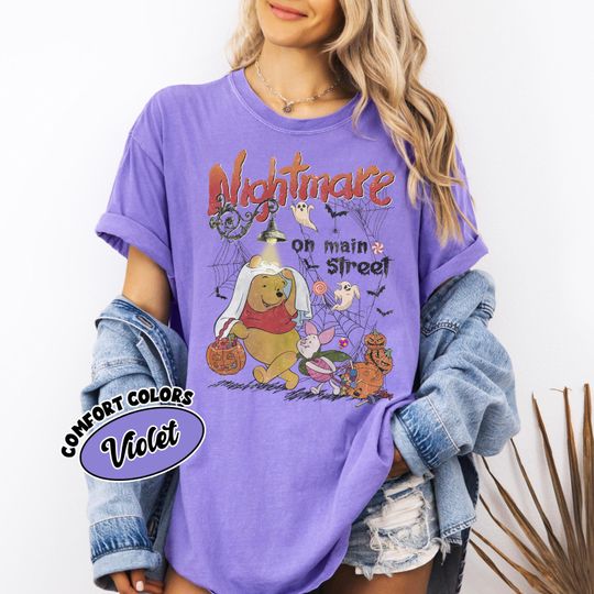 Discover Vintage Nightmare on Main Street Shirt, Disney Pooh And Co Halloween Shirt, Pooh Character Halloween Shirt, Winnie The Pooh Halloween Shirts