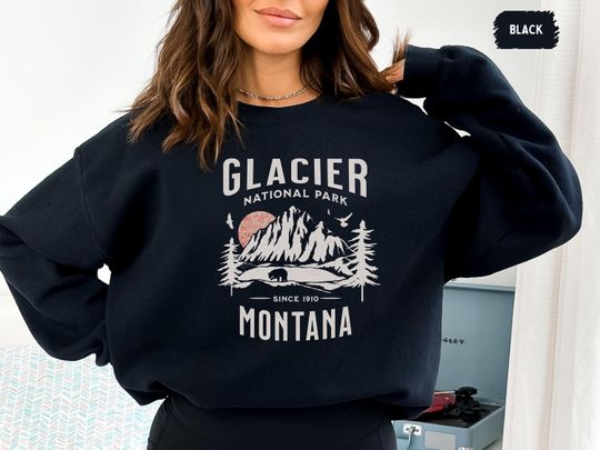 Discover Glacier National Park Sweatshirt, Montana Sweater Retro Montana National Park gift, Glacier Sweatshirt, Glacier National Park Souvenir