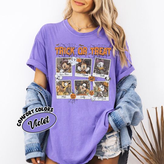 Discover Vintage Disney Mickey And Friends Halloween Shirt, Trick Or Treat Halloween Shirt, Disney Halloween Family Matching Tee, Halloween Party Tee
