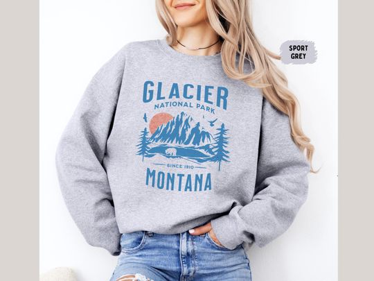 Glacier National Park Sweatshirt, Montana Sweater, Retro Montana National Park gift, National Park Souvenir