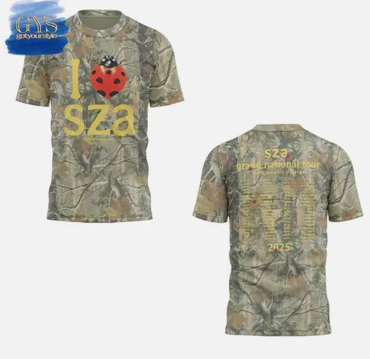 Discover Sza Camo Grand National Tour 2025 3D T-Shirt