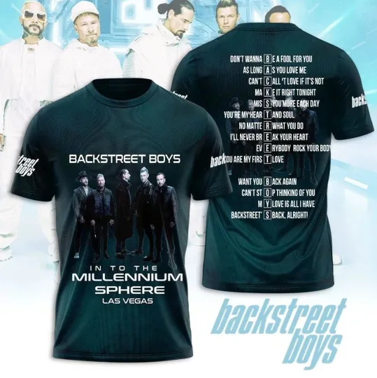 Discover Backstreet Boys Into The Millennium Sphere Las Vegas 2025 AOP T-Shirt S-5XL