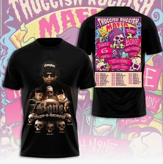 Bone Thugs-N-Harmony The Thuggish-Ruggish-Mafia Tour 2025 3D T-Shirt