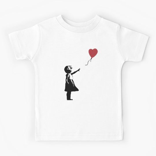 Discover Girl With Balloon Banksy Kids T-Shirt