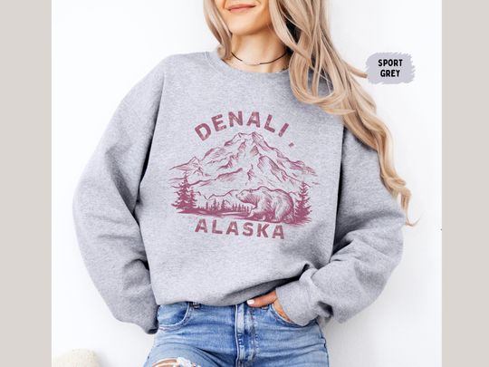 Vintage Denali National Park Sweatshirt, Alaska Mountain Sweatshirt