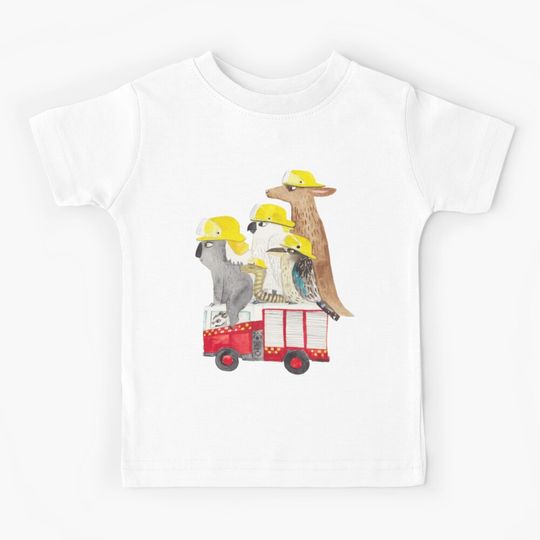 Australian animals in the firetruck Kids T-Shirt