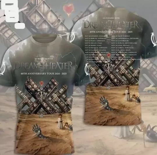 Discover An Evening With Dream Theater 40th Anniversary Tour 2024-2025 tshirt 3D Tshirt