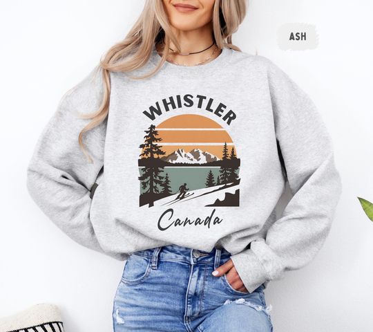 Discover Whistler Canada Ski Sweatshirt, Winter Mountain Jumper Sweatshirt, Snowboarding Gift, Ski Resort Apparel, Mountain Adventures