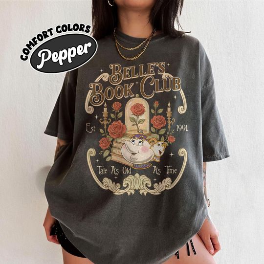 Discover Belle's Book Club Shirt, Tale As Old As Time Belles Book Cafe Shirt, Belle Princess Book Tee, Book Lover Gift, Book Cafe Tee