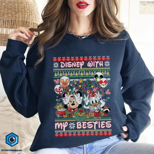 Minnie Mouse And Daisy Duck Christmas Sweatshirt, Minnie and Daisy Besties Shirt, Christmas Besties Sweatshirt, Merry Christmas Shirt