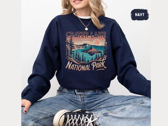 Vintage Crater Lake National Park Sweatshirt, Oregon Sweatshirt, Nature Lover Gift, Outdoor Adventure Sweatshirt, Travel Gift, National Park Apparel