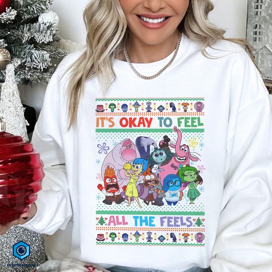 Disneyland Inside Out Christmas Shirt, It's Okay To Feel All The Feels Shirt, Disneyland Christmas Sweatshirt, Family Matching Shirt