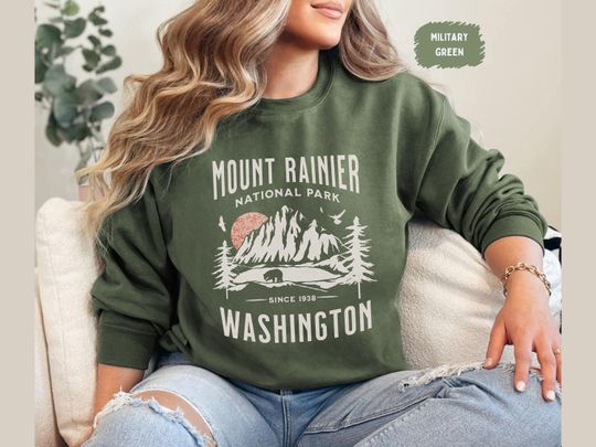 Mount Rainier National Park Sweatshirt, Vintage Washington Sweatshirt, Mount Rainier National Park gift Mount Rainier Souvenir