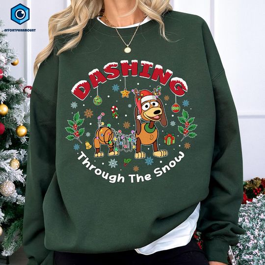 Dashing Through The Snow Christmas Sweatshirt Tshirt, Slinky Dog Toy Story Shirt, Toy Story Christmas Sweatshirt, Christmas Xmas Gifts