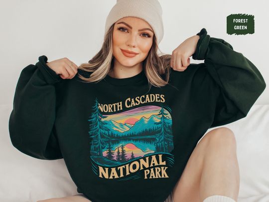 Discover Vintage North Cascades National Park Sweatshirt, Washington Sweatshirt, North Cascades Sweater, Washington PNW Sweatshirt, Pacific Northwest Sweatshirt