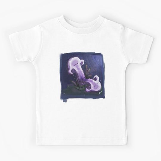 Discover Whimsical Ghost Mushrooms Kids T-Shirt