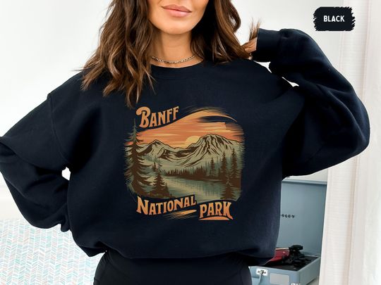 Discover Vintage Banff National Park Sweatshirt, Banff Sweatshirt, Banff Sweater Canadian Rockies gift Rocky Mountains
