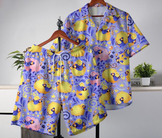 Discover Mareep Hawaiian Shirt Tropical Button Up Set Men's Summer Hawaiian Clothing