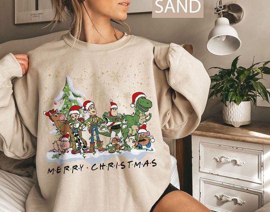Discover Retro Disney Toy Story Group Santa Merry Christmas Xmas Lights Shirt, Disneyland Christmas Party 2024 Matching Gift Unisex T-shirt Kid Shirt
