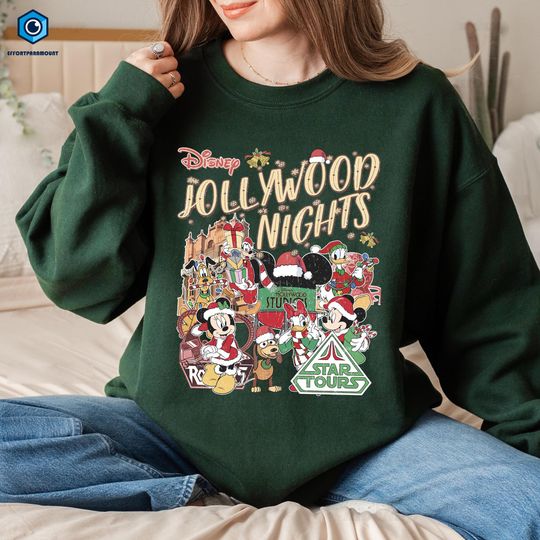 Discover Hollywood Studios Christmas Shirt | Christmas Mickey And Friends Hollywood Studios Shirt | Jollywood Nights Shirt | Christmas Party Shirt