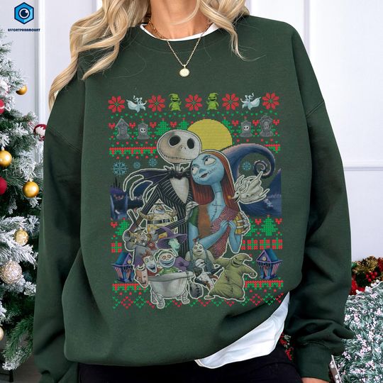 Jack And Sally The Nightmare Before Christmas Sweatshirt, Vintage Christmas Movie Shirt, Jack Sally Oogie Boogie Christmas Shirt