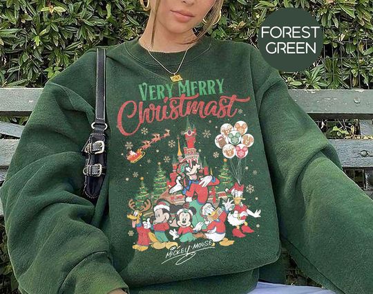 Discover Retro Mickey and Friends Christmas Sweatshirt, Christmas Disney shirt, Mickey's Very Merry Christmas Party Shirt, Disneyland Christmas Shirt