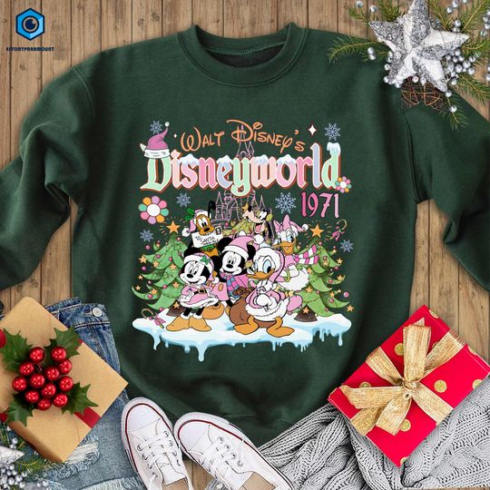 Discover Magic Kingdom Pink Christmas Shirt | Mickey & Friends Pink Christmas Shirt | Mickey Mouse Merry Christmas Shirt | Pink Christmas Sweatshirt