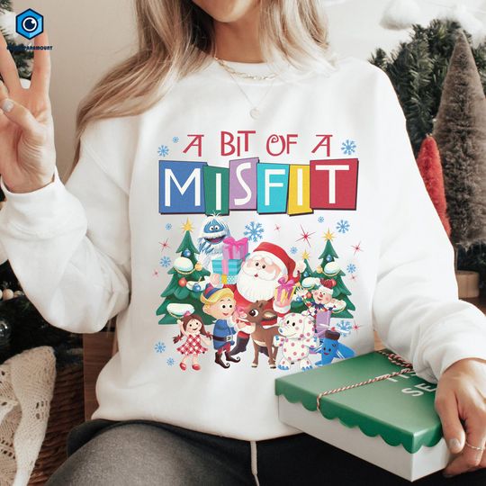 Discover A Bit Of Misfit Christmas Sweatshirt, Rudolph The Red Nosed Reindeer, Christmas Gift, Christmas Holiday Shirt, Funny Christmas Sweatshirt