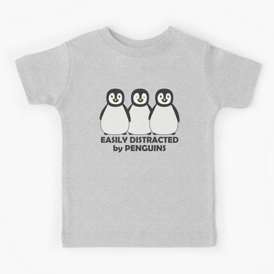 Discover Easily Distracted by Penguins Kids T-Shirt