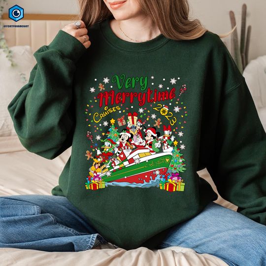 Discover Mickey and Friends Very Merrytime Cruises Shirt, Christmas Family Tee, Magic Kingdom Cruise Line Shirt, Christmas Mickey And Friends Shirt