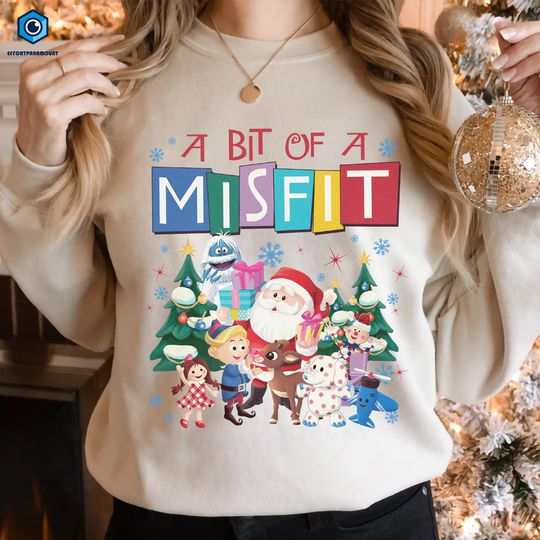 Discover Rudolph The Red Nosed Reindeer A Bit Of Misfit Sweatshirt, Christmas Reindeer Shirt, A Bit Of Misfit Shirt, Rudolph The Red Nosed