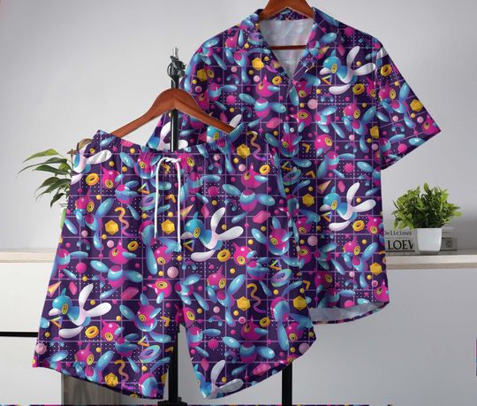 Discover Porygon Hawaiian Shirt, Tropical Button-Up, Summer Beach Outfit