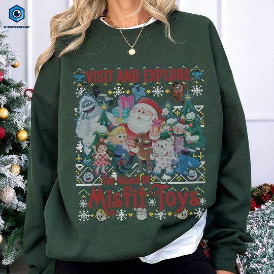 Rudolph The Red Nosed Reindeer Shirt | Vacation On Island Movie Xmas Sweatshirt | Christmas Shirt | Misfits Boy Christmas Sweatshirt