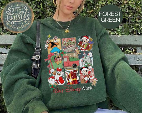 Discover Vintage Walt Disney World Christmas Sweatshirt, Mickey and Friends Christmas Shirt, Disney Family Trip Christmas Shirt, Disney Holiday Shirt