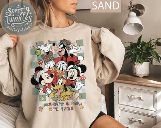 Discover Vintage Mickey Co Checkered Christmas Shirt, Mickey & Friends Christmas Shirt, Disney Christmas Shirt, Christmas Family Matching Trip Shirts