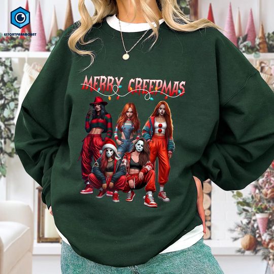 Horror Merry Creepmas Christmas Shirt, Scary Movie Shirt, Horror Friends Shirt, Horror Holiday Shirt, Slasher Santa Killer Christmas Shirt