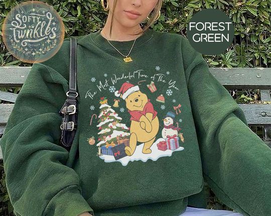 Discover Retro Winnie The Pooh Christmas Sweatshirt, The Most Wonderful Time Of The Year Winnie The Pooh Lights Sweatshirt, Disney Pooh Bear Tshirt
