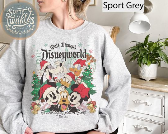 Discover Retro Disneyworld Christmas Shirt, Mickey and Friends Christmas Shirt, Disney Christmas Sweatshirt, Most Magical Place On Earth Est. 1971