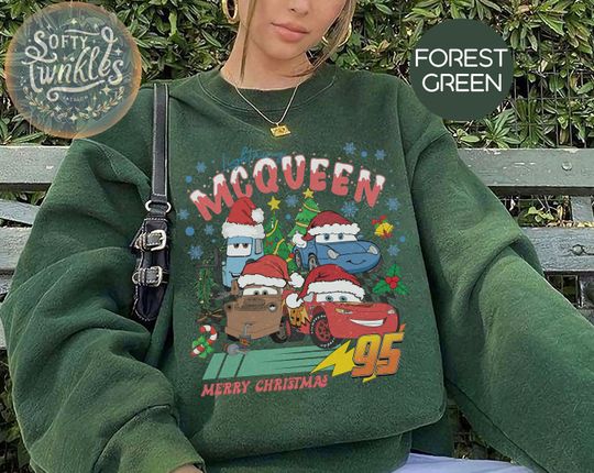 Discover Vintage Disney Cars Christmas Shirt, Lightning McQueen Tow Mater Doc Hudson Sally Very Merry Christmas Party, Cars Land Family Christmas Tee