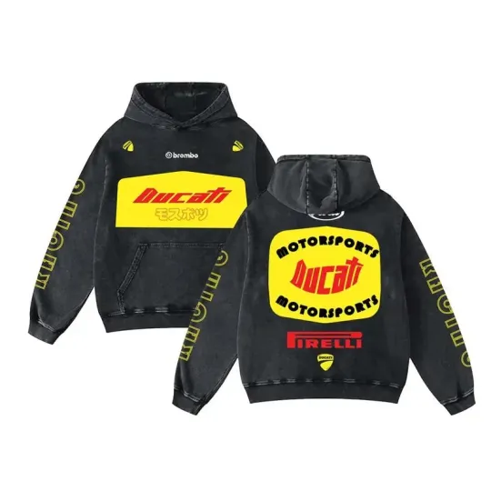 Discover Retro Ducaatii Motosport Washed Hoodie MotoGP World Champion