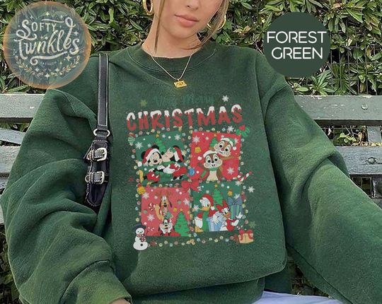 Discover Vintage Very Merry Christmas Sweater, Disney Family Matching Christmas Shirt, Mickey And Friends Xmas Tee, Disney Merry Christmas Shirt